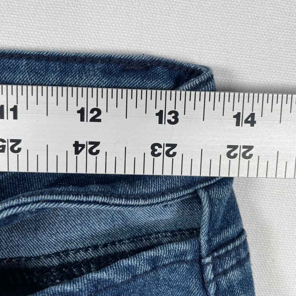 Banjul Flare Leg Boho Jeans Frayed Hem High Waist Cutout Denim Blue Size 27 - Picture 6 of 9